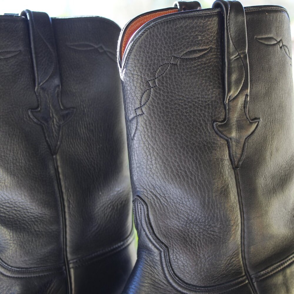 Lucchese Black Leather Boots Size 8D - Picture 7 of 16